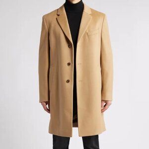 Boss Hugo Boss Hyde Felted Wool & Cashmere Car Coat in Med Beige